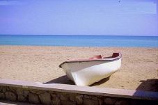 View from the promenade of a boat on Moncofa beach 