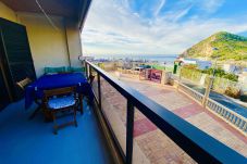 Spacious outdoor terrace of holiday flat with views to the Cala de Finestrat