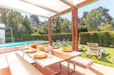 Dining space by the pool.