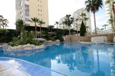 Gran piscina con naturaleza en el apartamento vacacional en Alicante