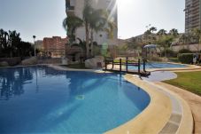 Grandes piscinas de este apartamento de alquiler vacacional en Alicante