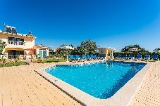 Piscina rodeada de un gran jardín.